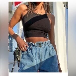 NWT Princess Polly Jeans Open Road Paper Bag Jeans in Pale Road